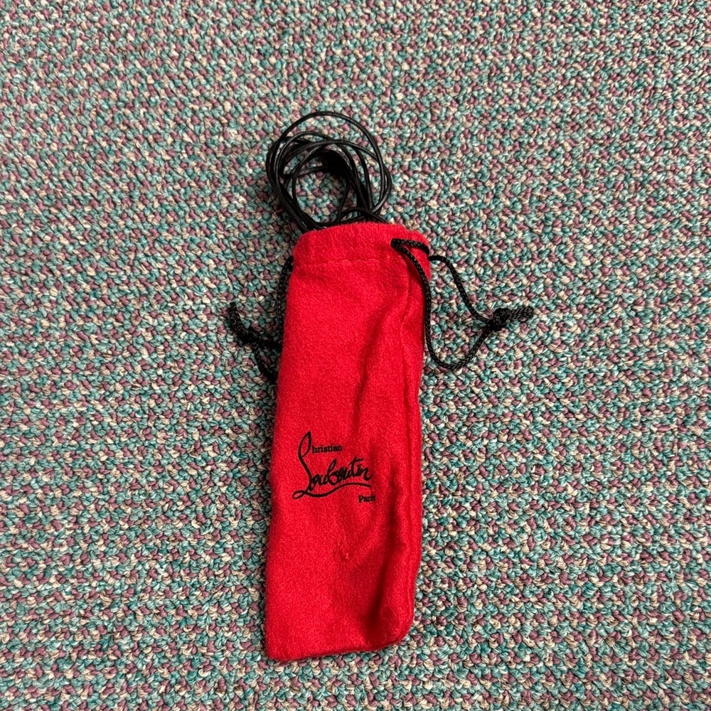 Christian Louboutin Red Pouch with Black Drawstring and black waxed laces